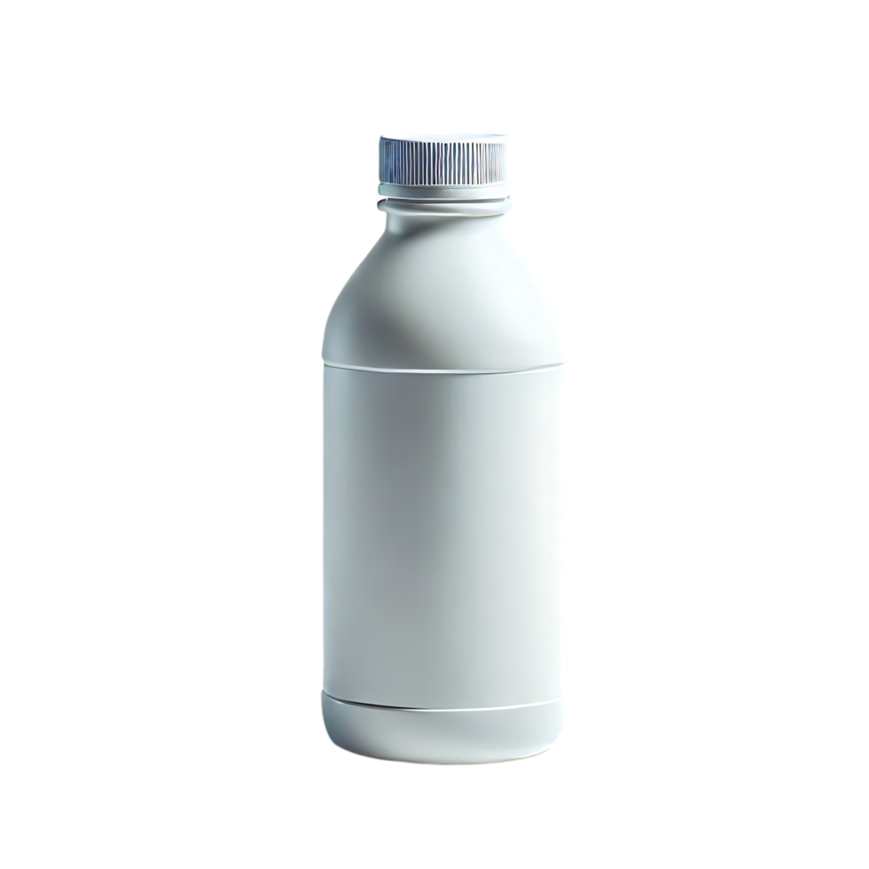 Plain White Plastic Bottle with Screw Cap Designed for Liquids png