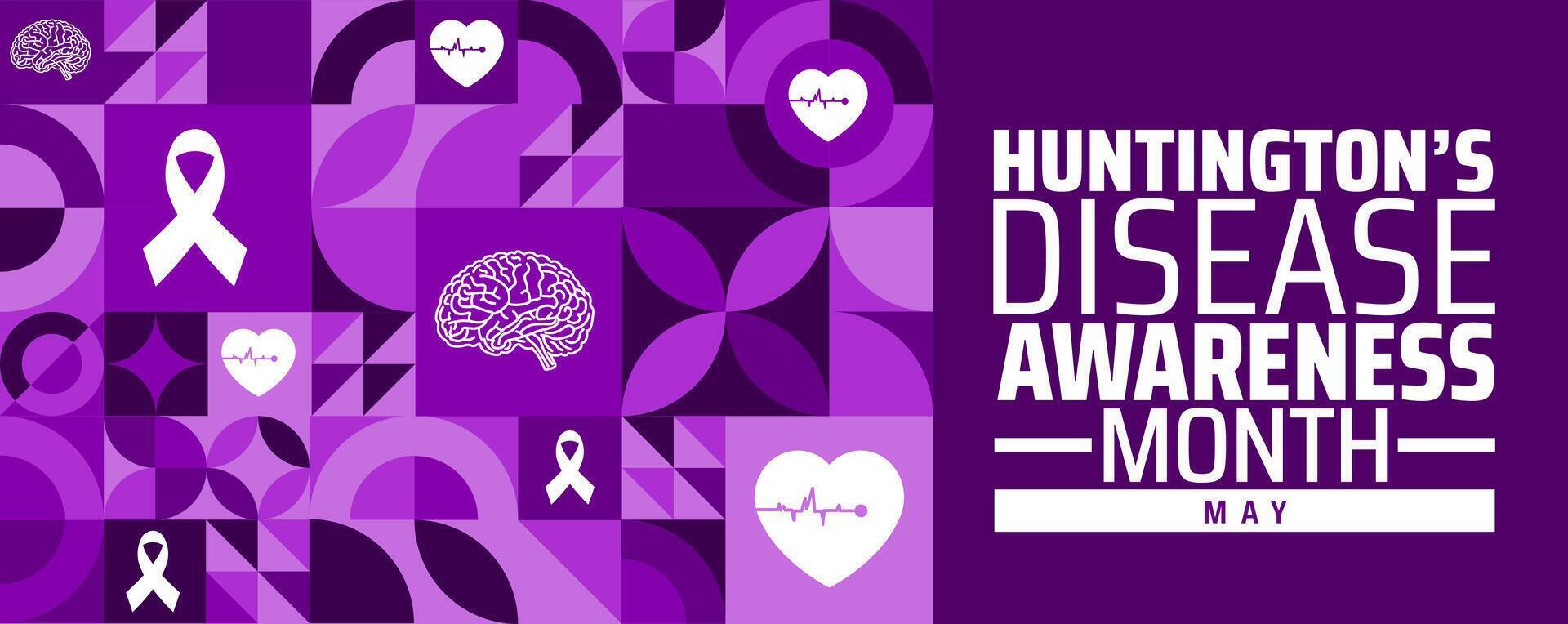 Huntingtons Disease Awareness Month geometric shape pattern background banner or poster design template. vector
