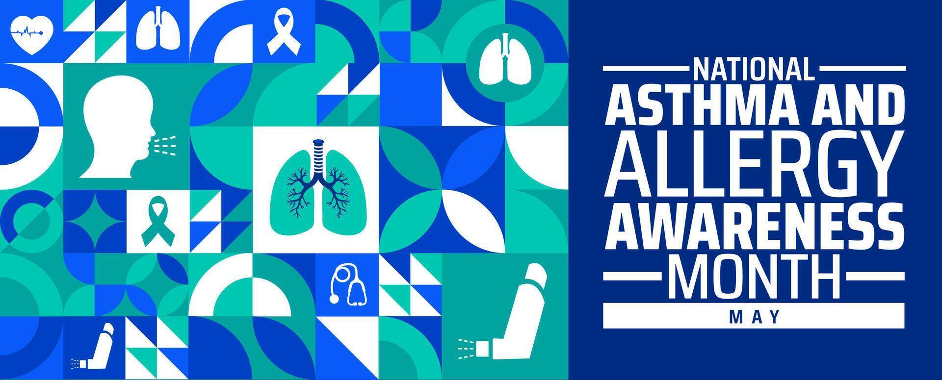 National Asthma and Allergy Awareness Month geometric shape pattern background banner or poster design template. vector