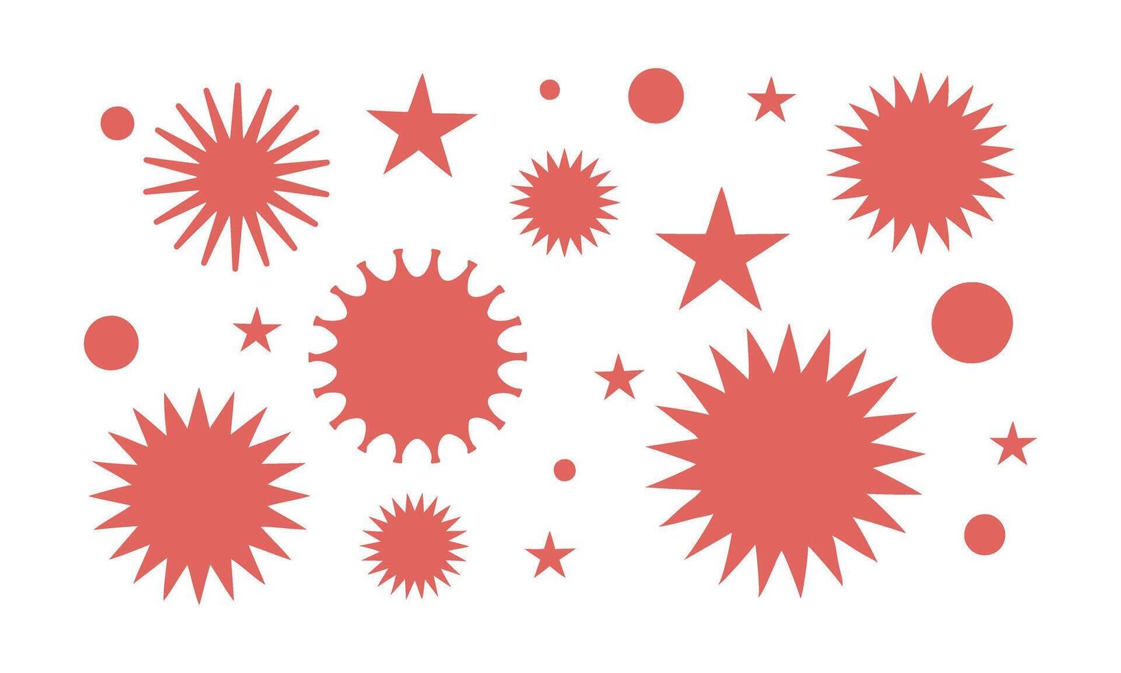 Red Starbursts and Stars Pattern vector