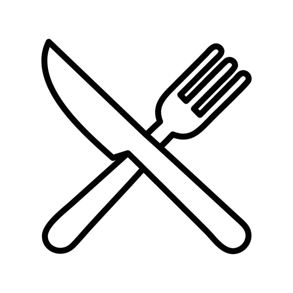 Crossed Fork and Knife Outline vector