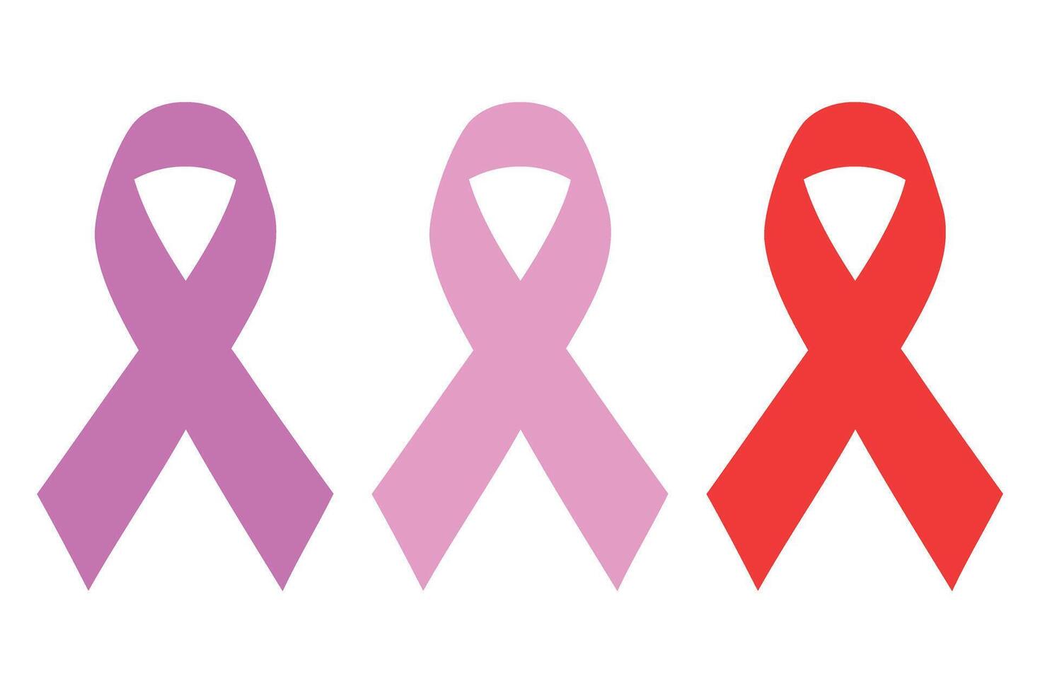 Awareness Ribbons Set in Purple, Pink, Red vector