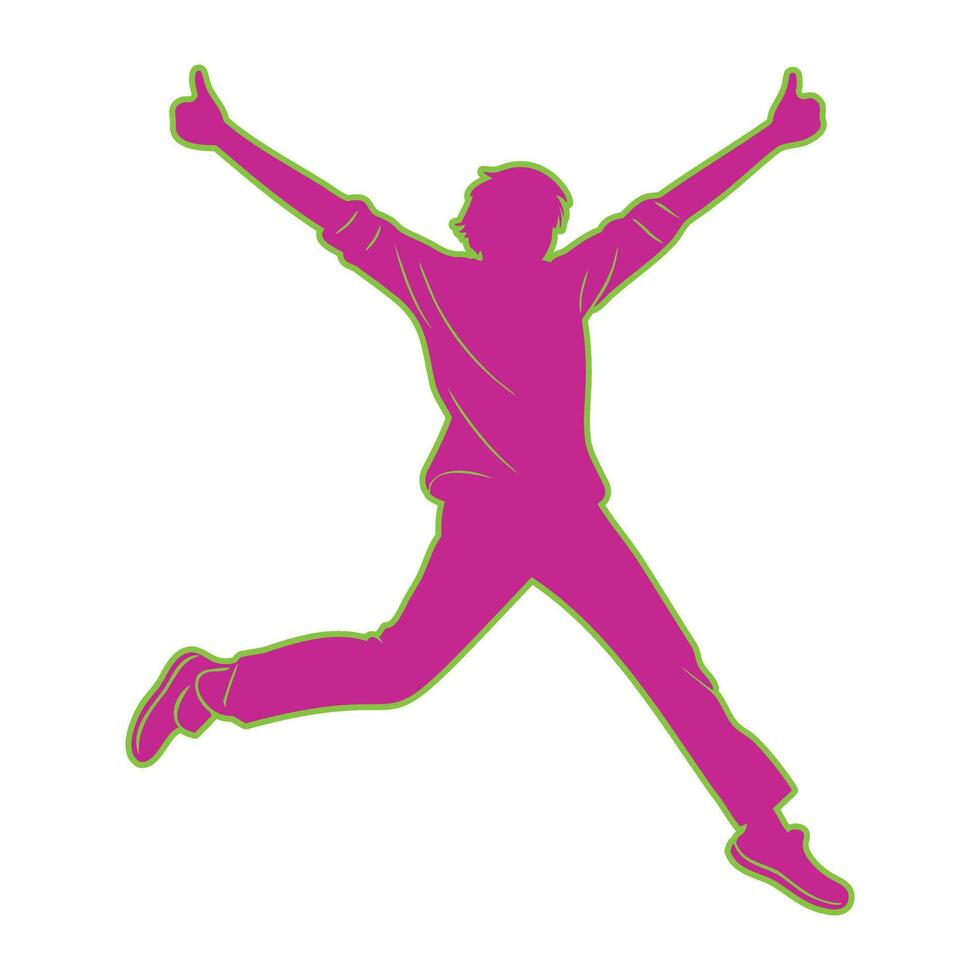 Jumping Man with Thumbs Up Illustration vector