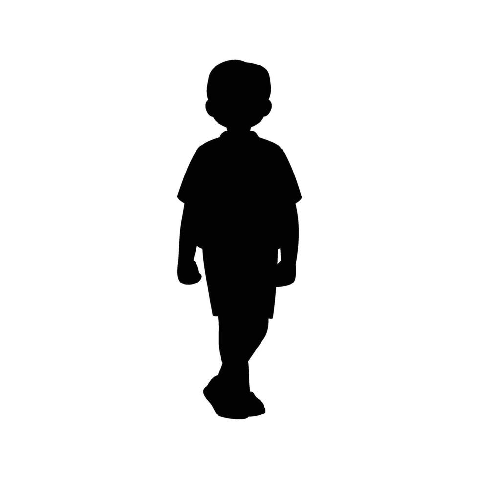 School Boy Standing Silhouette Illustration vector