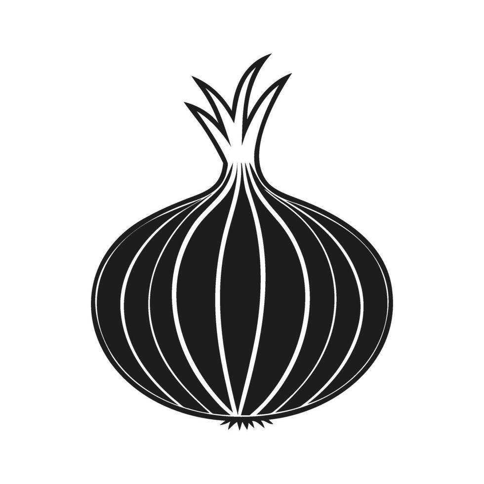 Simple Black Onion Silhouette Illustration vector