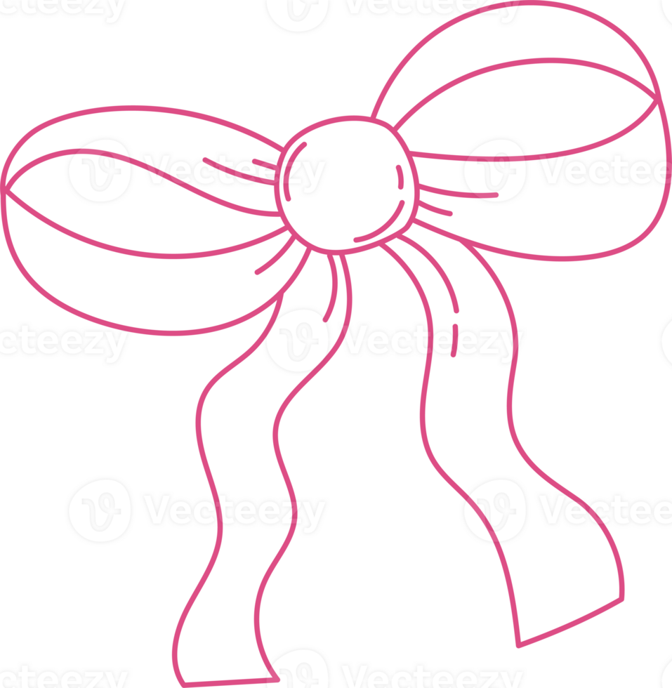 Outline accessory Vintage Coquette Ribbon Bow. Whimsy Romantic Girly Vibe png