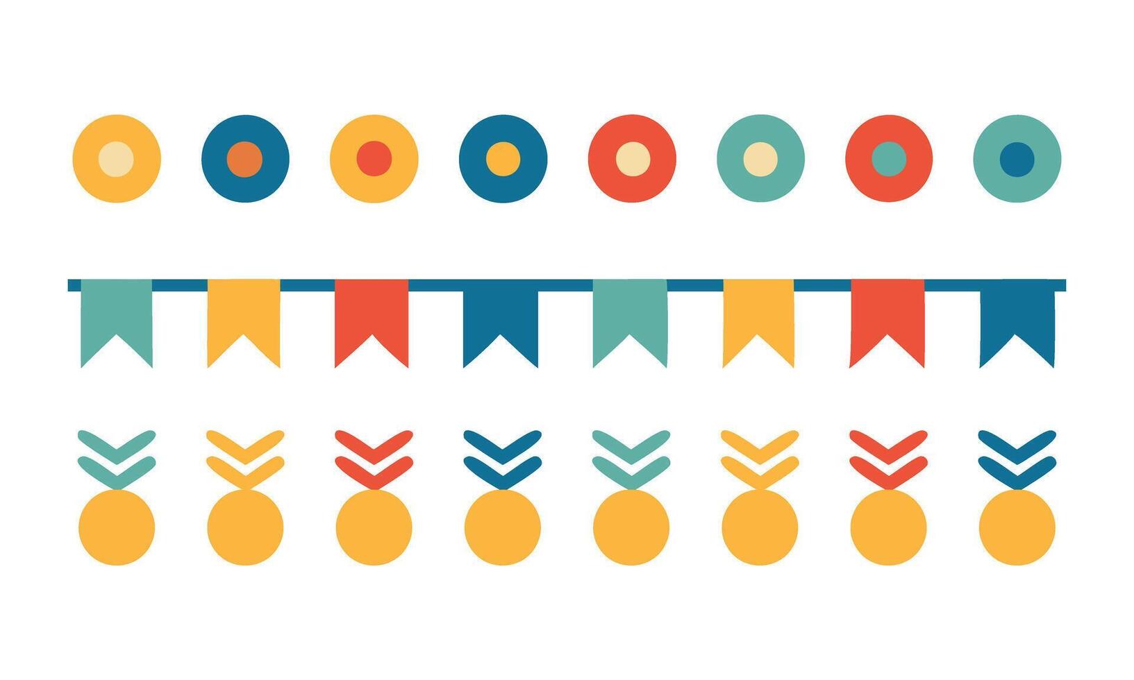 Colorful Bunting Garland and Medals Set vector