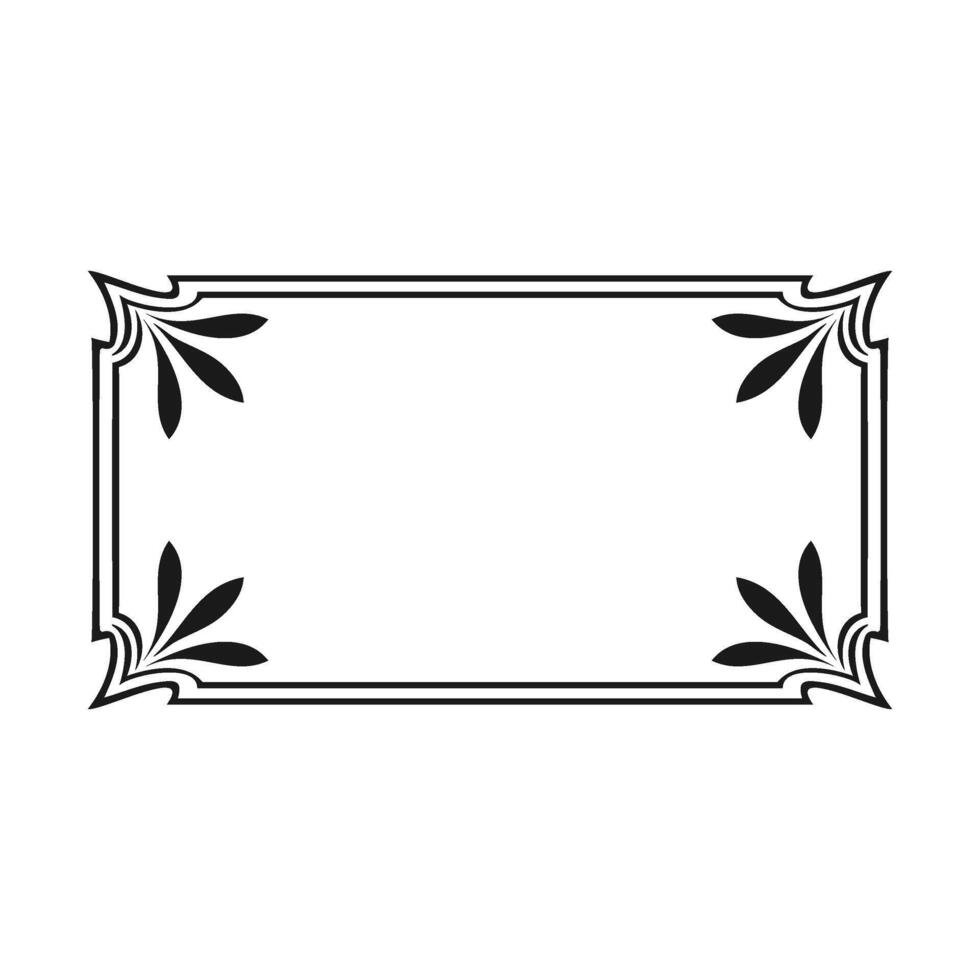 Decorative Rectangular Frame with Floral Corner Accents Illustration vector