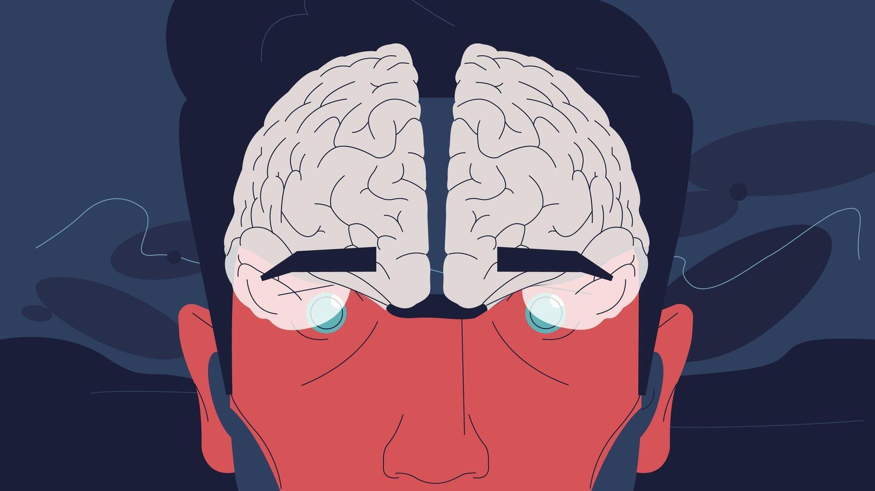 Man with brain diagram vector