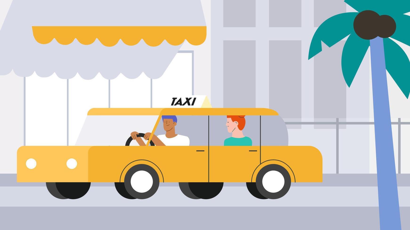 A customer traveling in a call taxi illustration vector