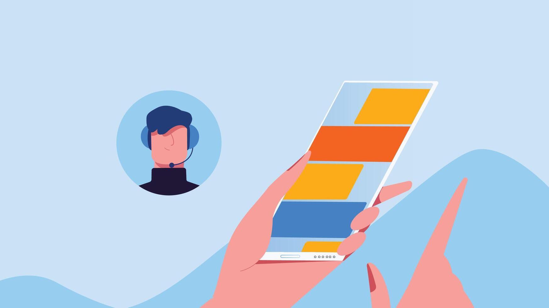 Hands hold smartphone mobile vector