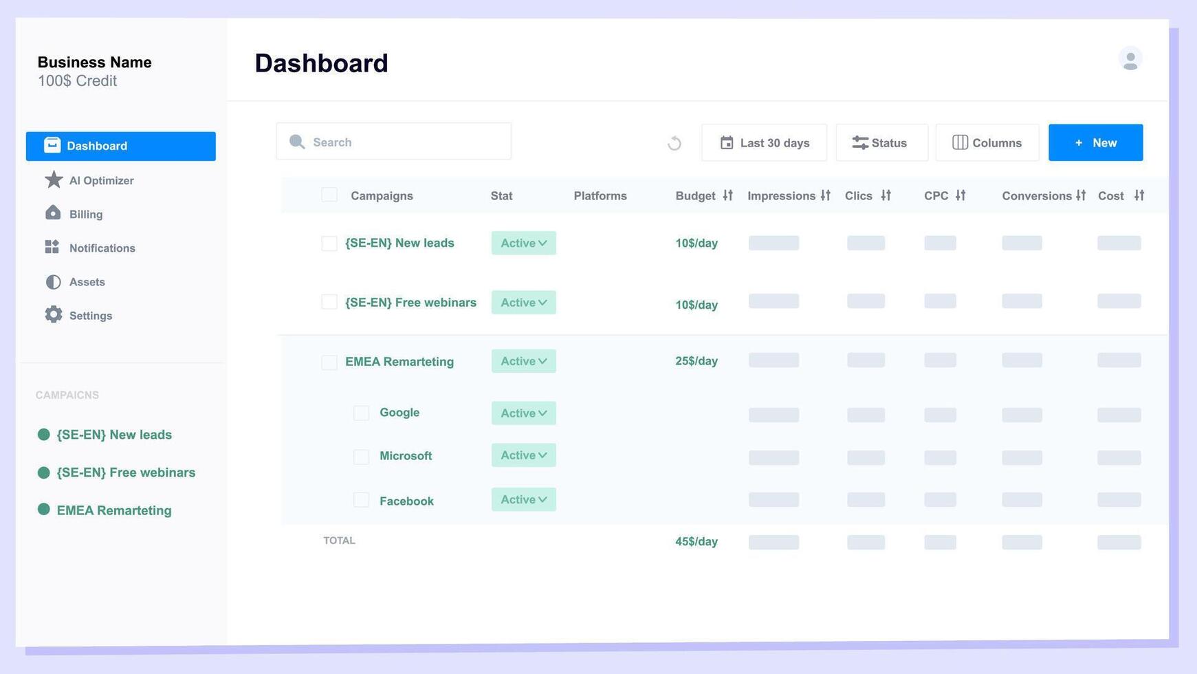 dashboard ui template 60518420 Vector Art at Vecteezy