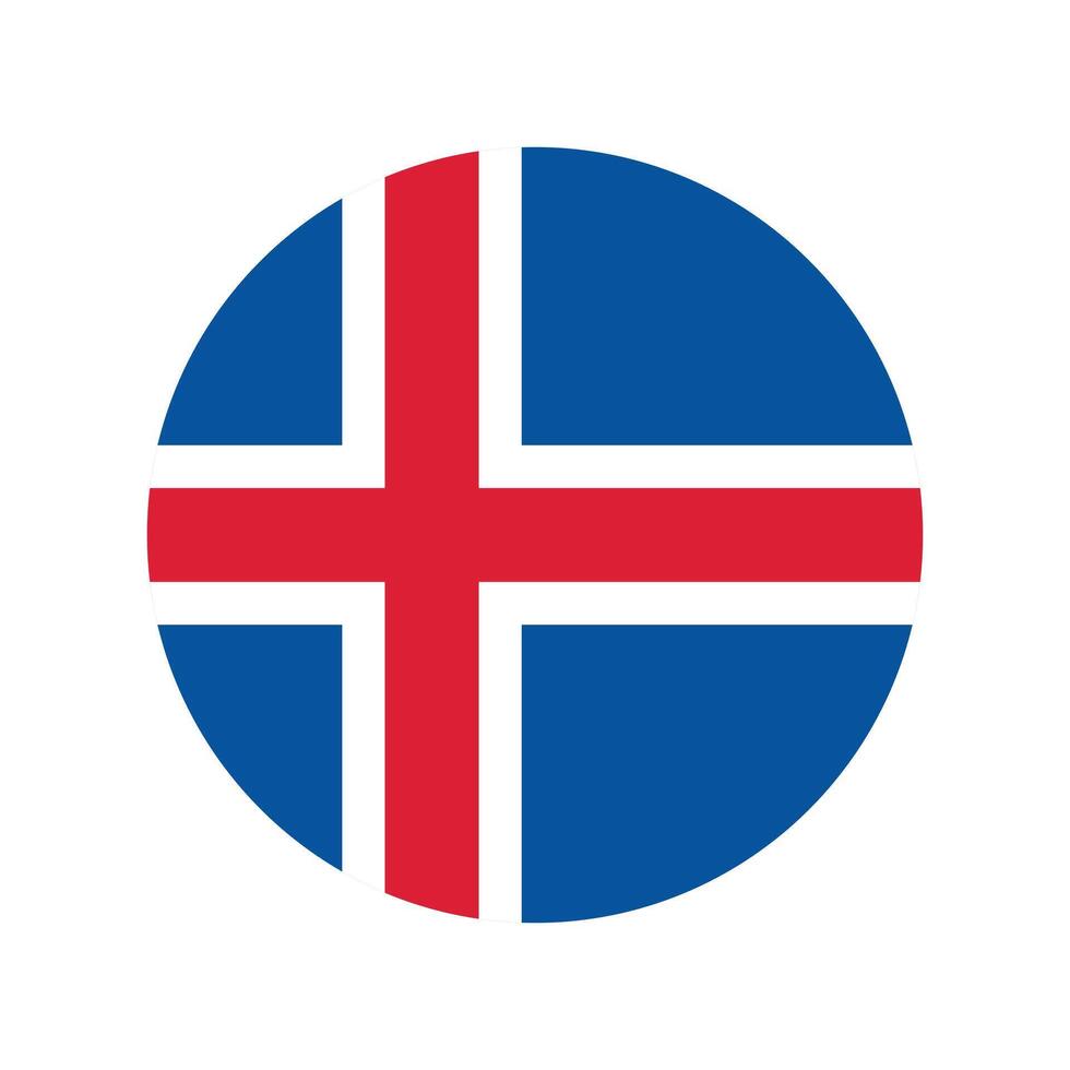 The Flag of Iceland, Round Iceland national flag icon. Iceland country flag concept with official color. vector