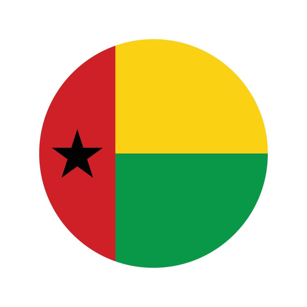 Round flag of Guinea Bissau icon. Guinea Bissau Flag. National Flag of Guinea Bissau. vector