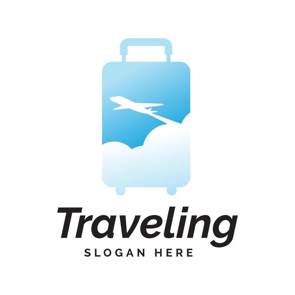 Traveling luggage logo design template vector