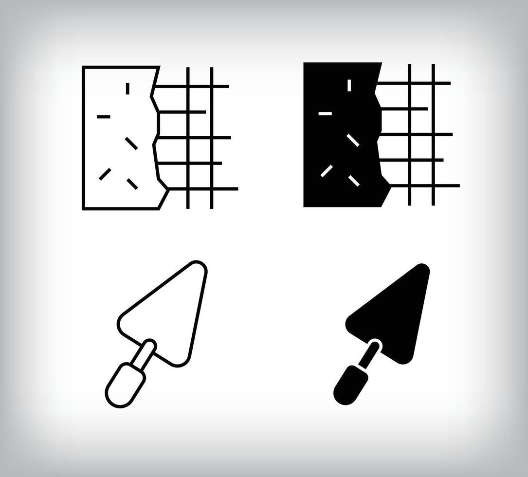 Bricklaying and spatula icon design. Simple linear and flat construction icon set. vector