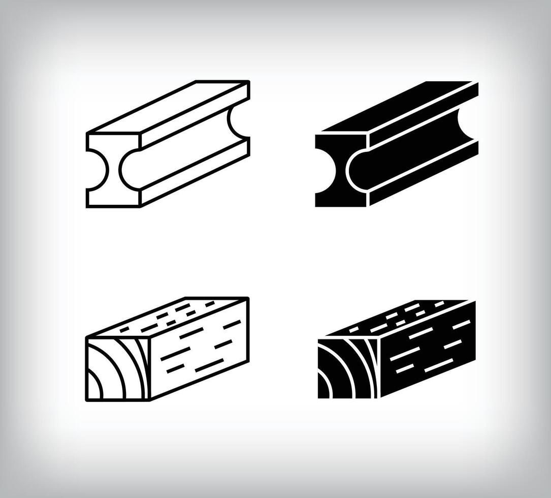 Iron profile and timber icon design. Simple linear and flat construction icon set. vector