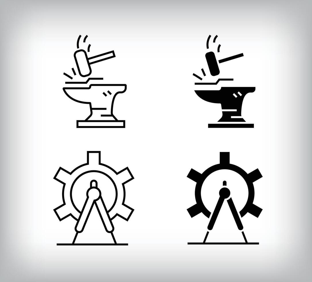 Plan drawing and ironworking icon design. Simple linear and flat construction icon set. vector