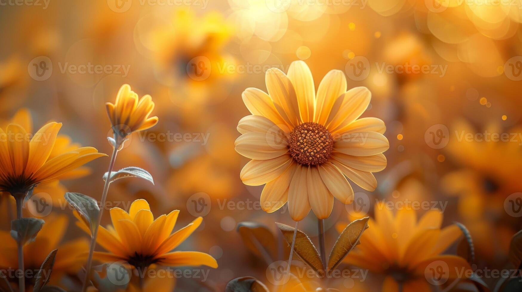 Autumn flowers as fall background or wallpaper. warm colors photo