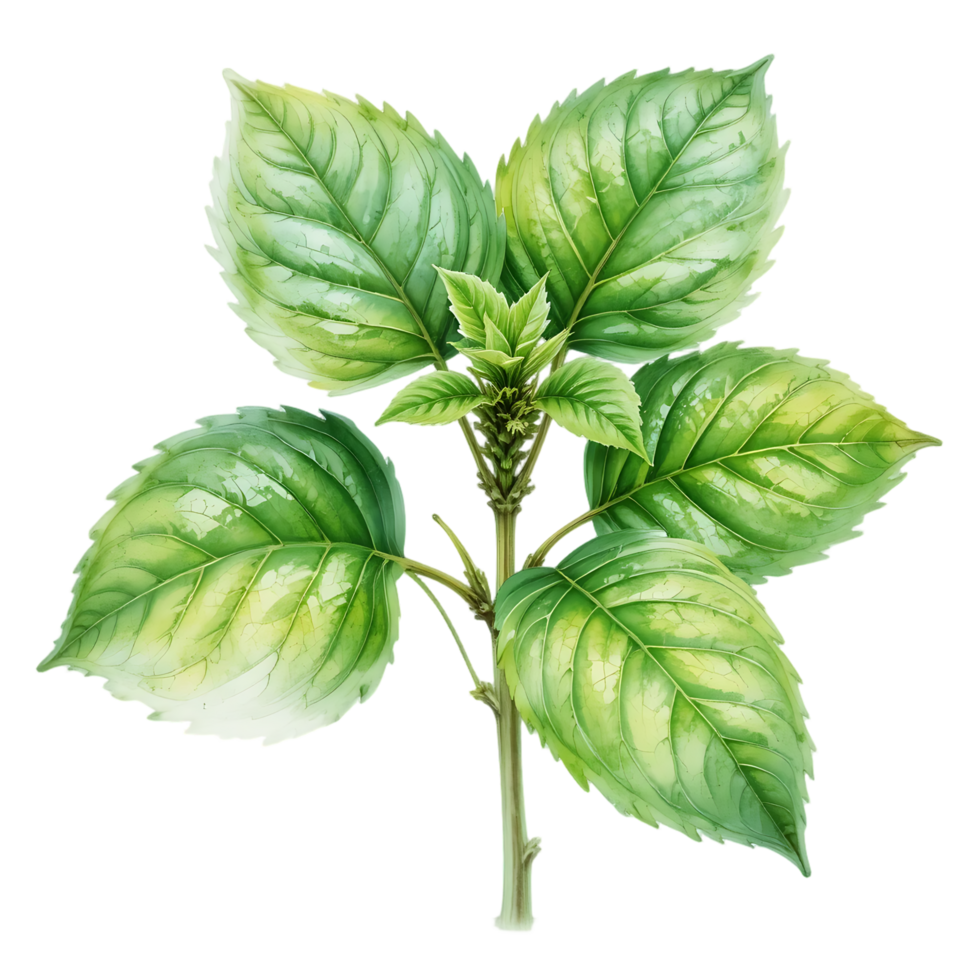 Green Leaves Branch Isolated on Transparent Background Plant Study png
