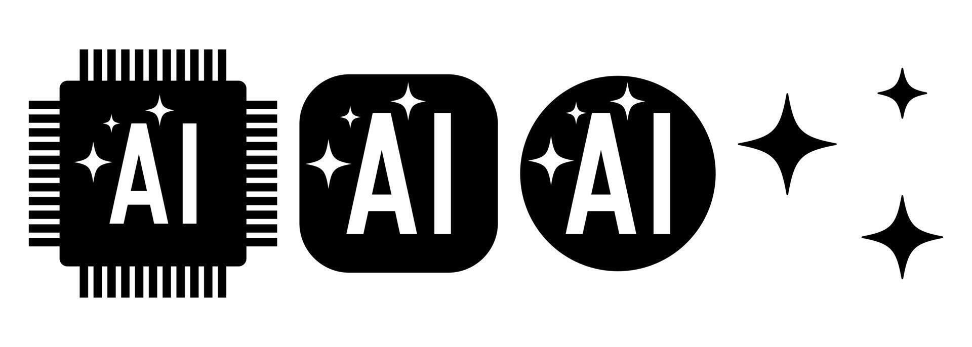 Icons about artificial intelligence, on a white background vector
