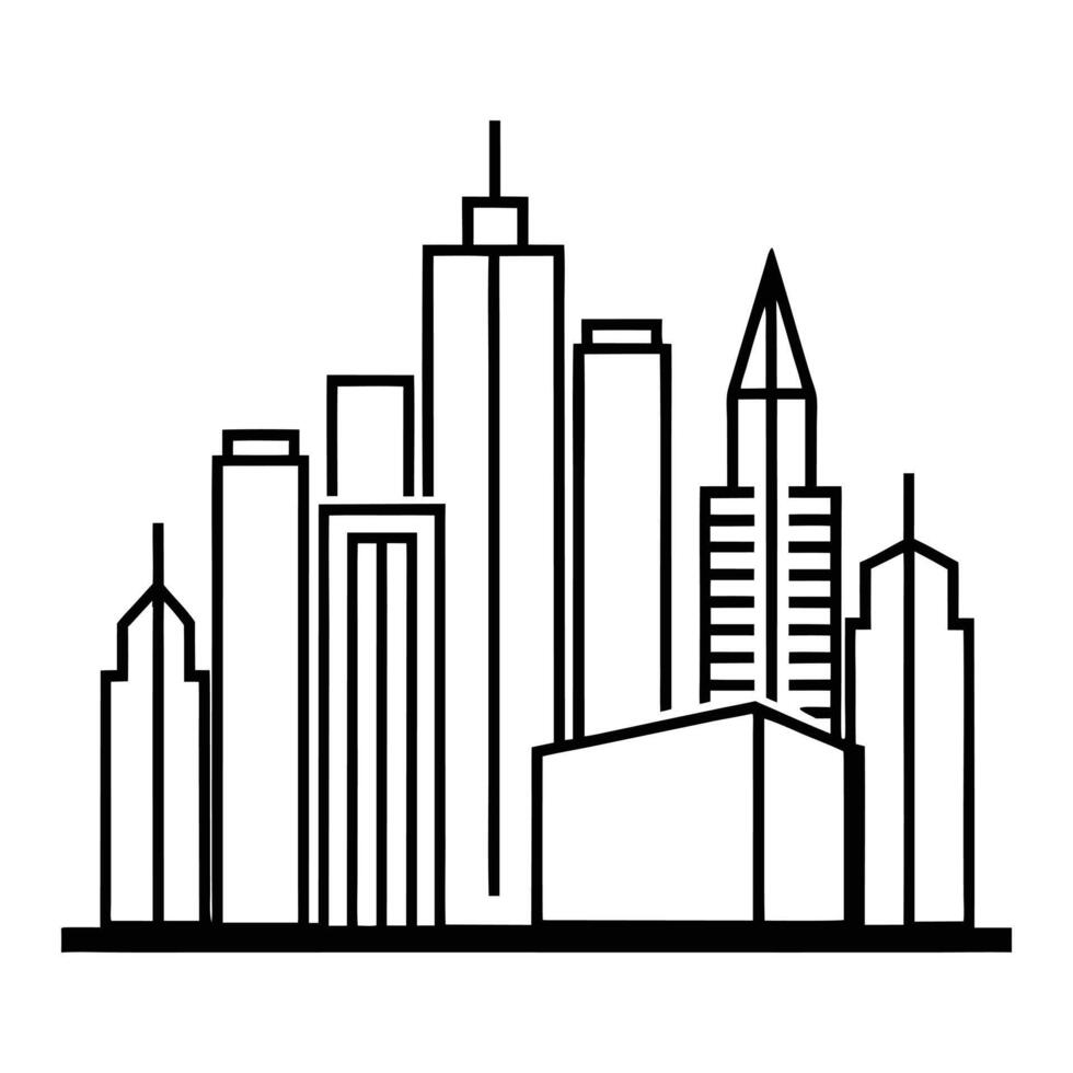 Towered City Silhouette with Landmark Shapes vector