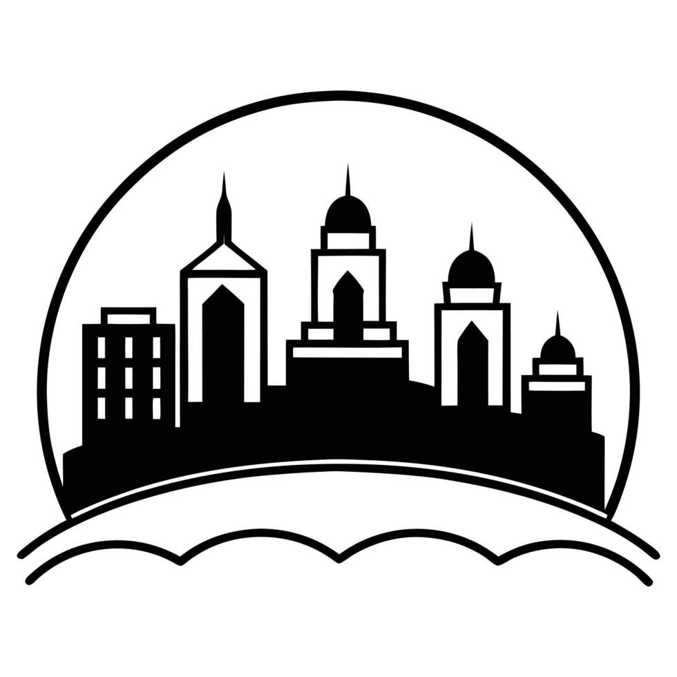 Silhouette of a Metropolitan Skyline Scene vector