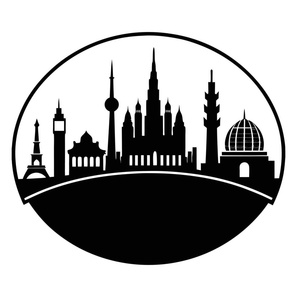Dramatic Skyline Silhouette in Format vector
