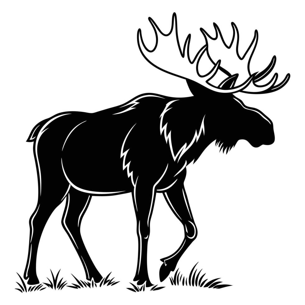 Mountain Moose Silhouette in Rugged Style vector