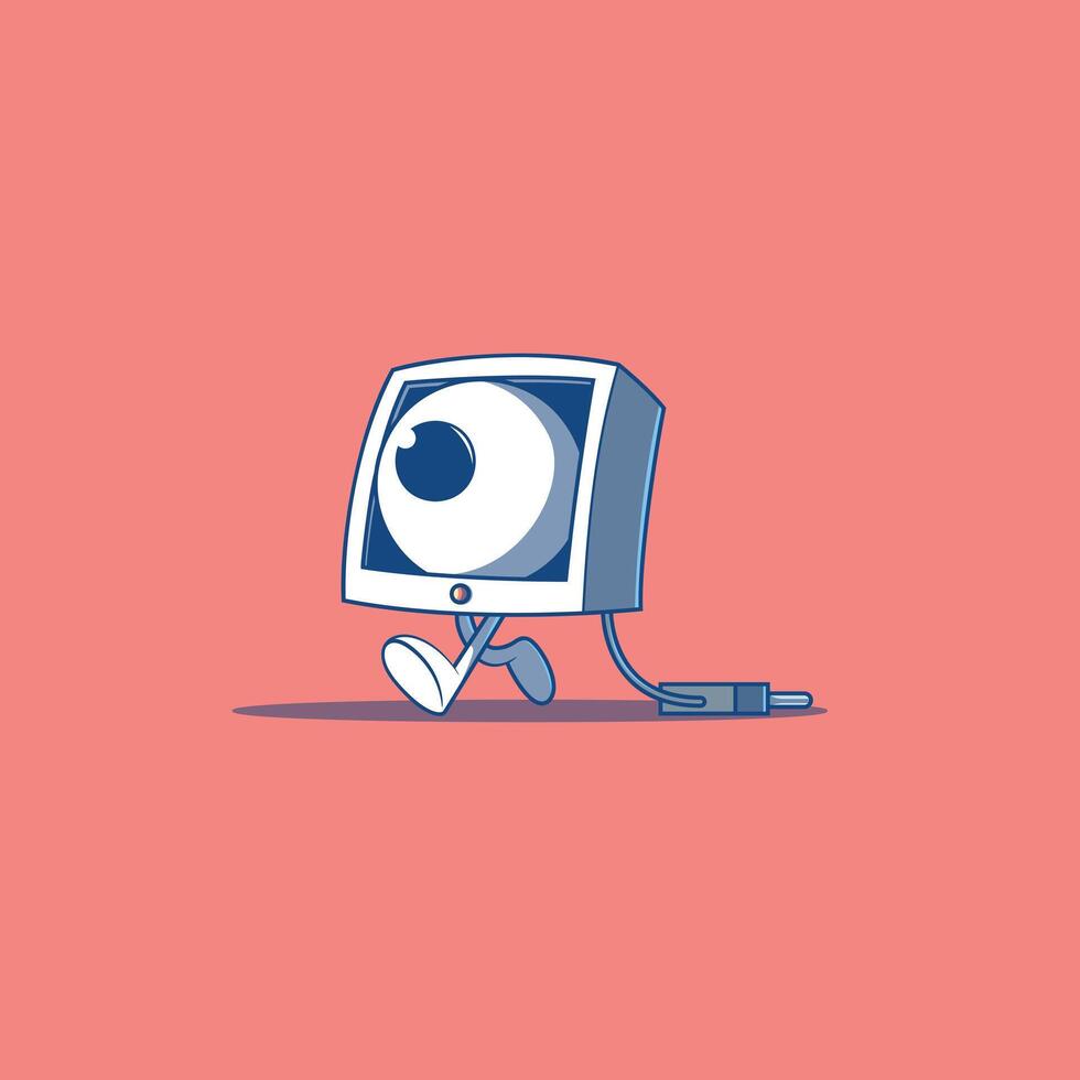 TV character with a big eye instead of a screen. vector