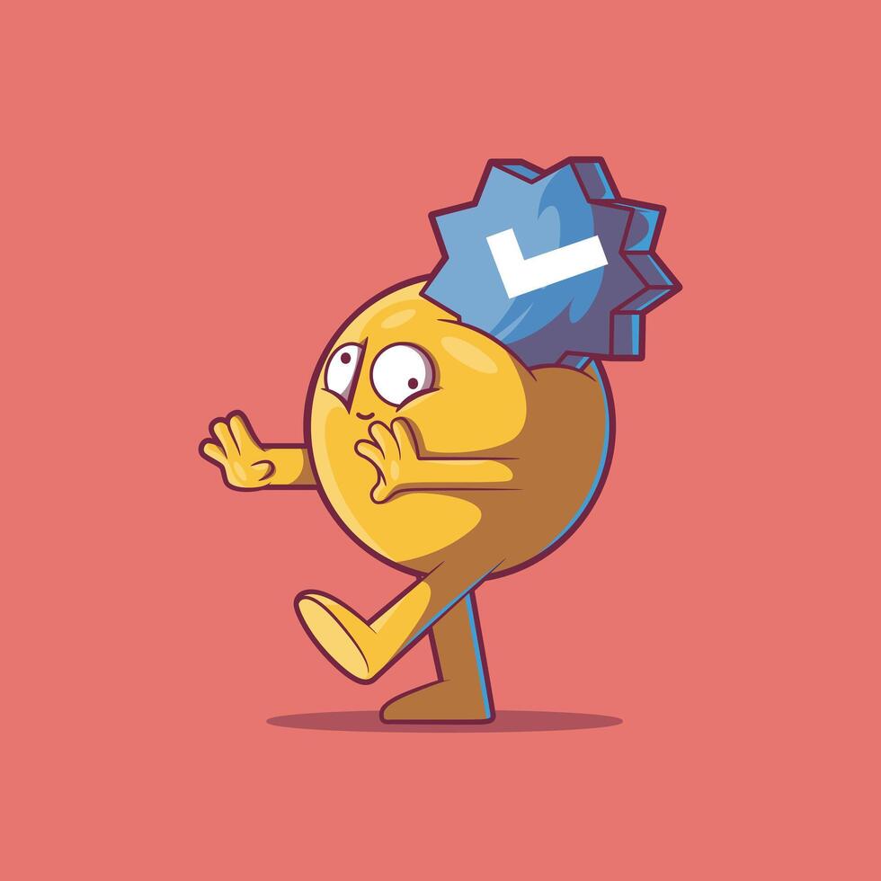An Emoji Character with a certified symbol on his head. vector