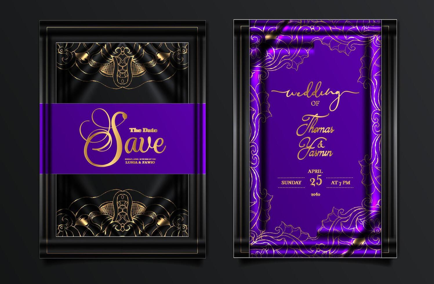 invitation wedding luxury card design vector
