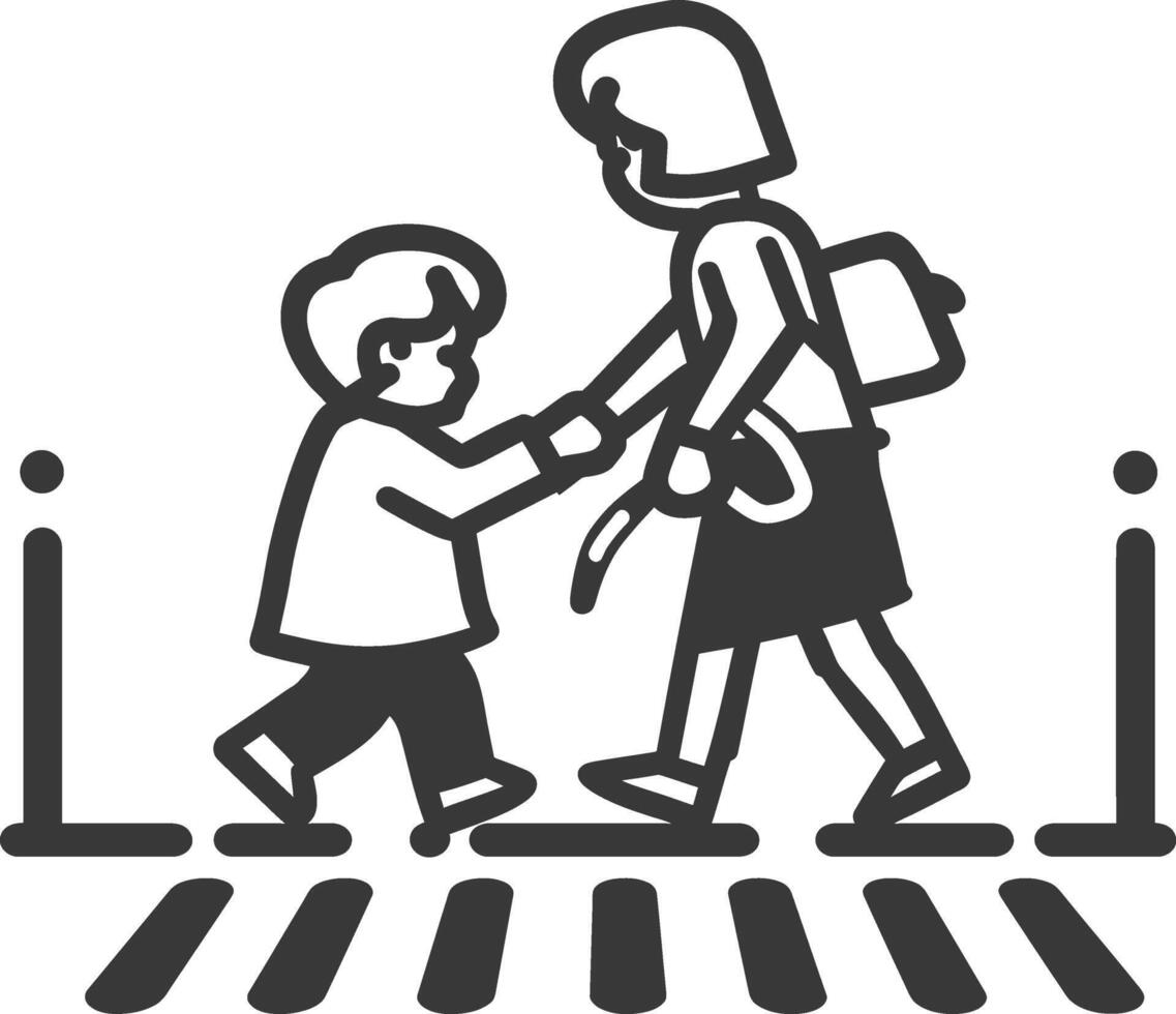 A woman and child crossing the street vector