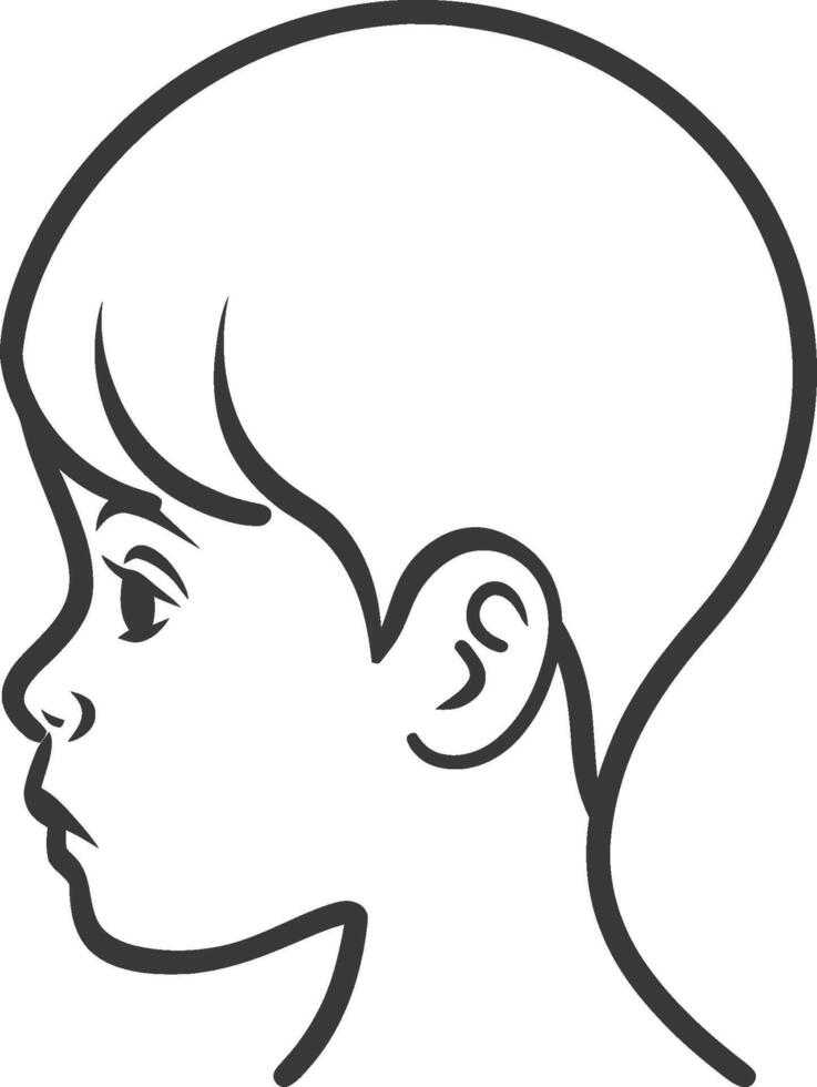 A boy's head outline on a white background vector