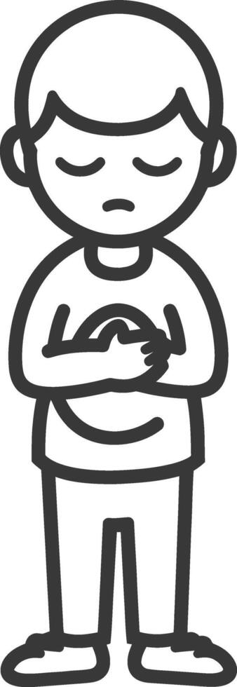 A black and white drawing of a man with his hands folded vector