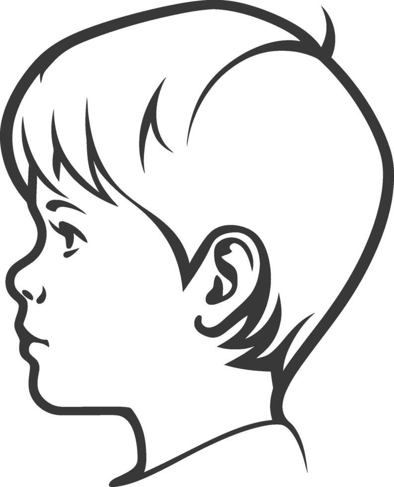 A boy's head in profile on a white background vector