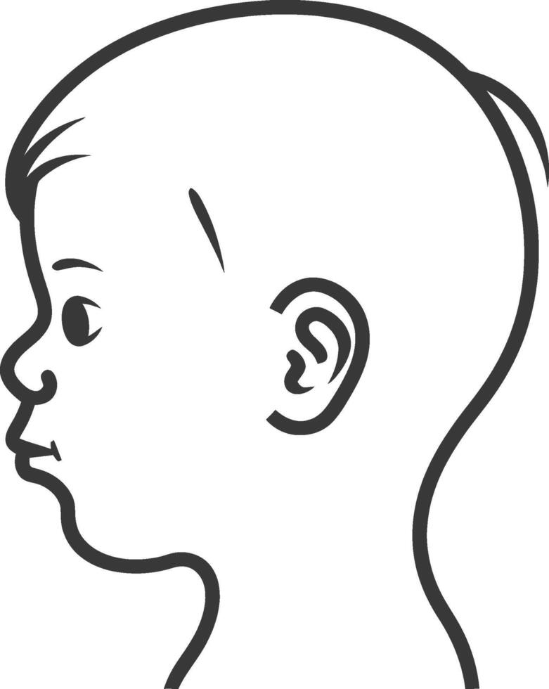 A black and white outline of a child's head vector