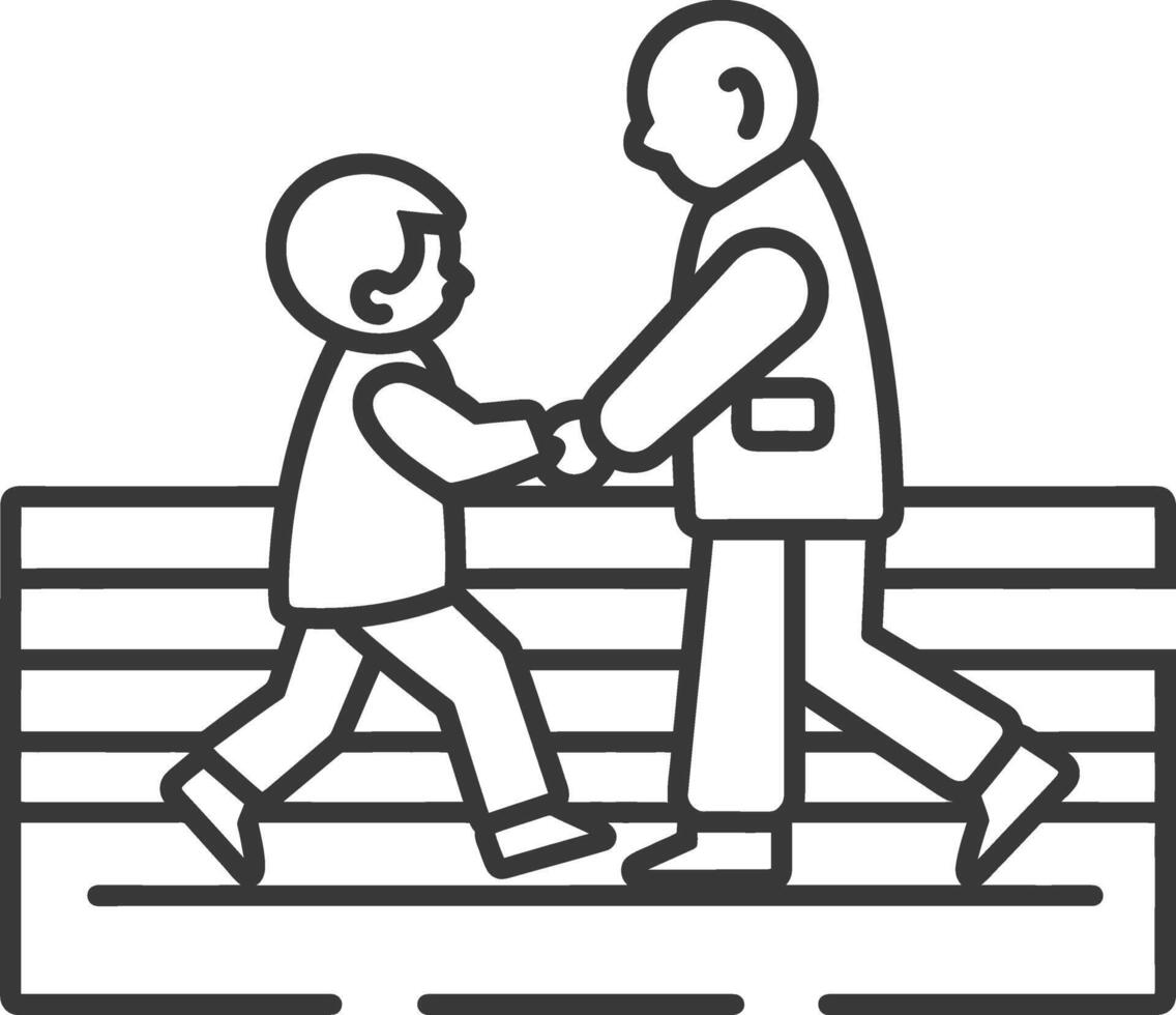 Father and son walking on the street line icon illustration vector