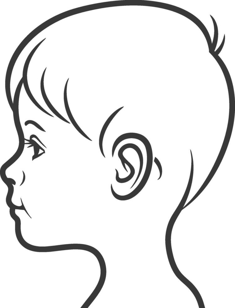 A child's profile in outline on a white background vector