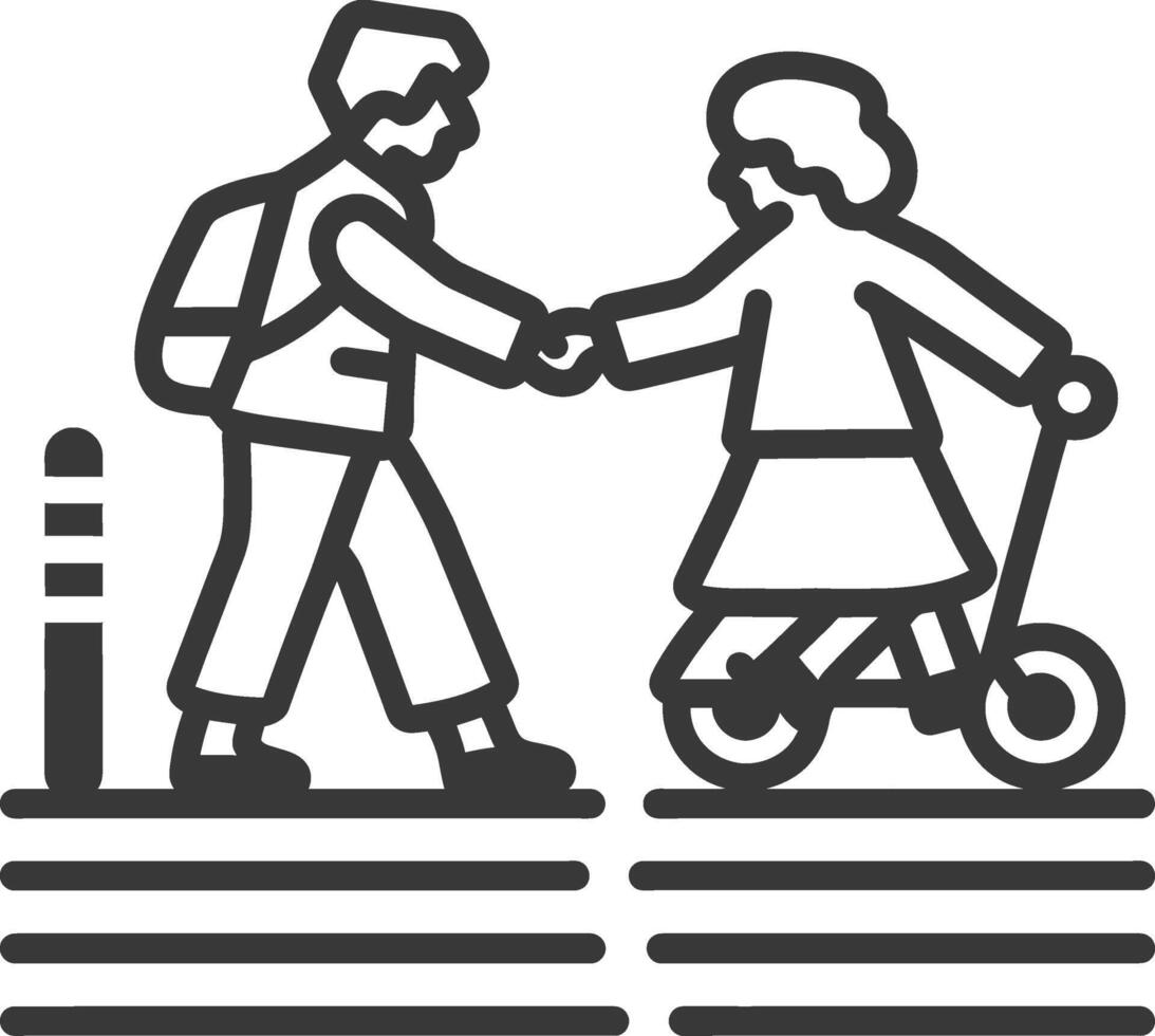 A man and woman are holding hands while walking on a sidewalk vector