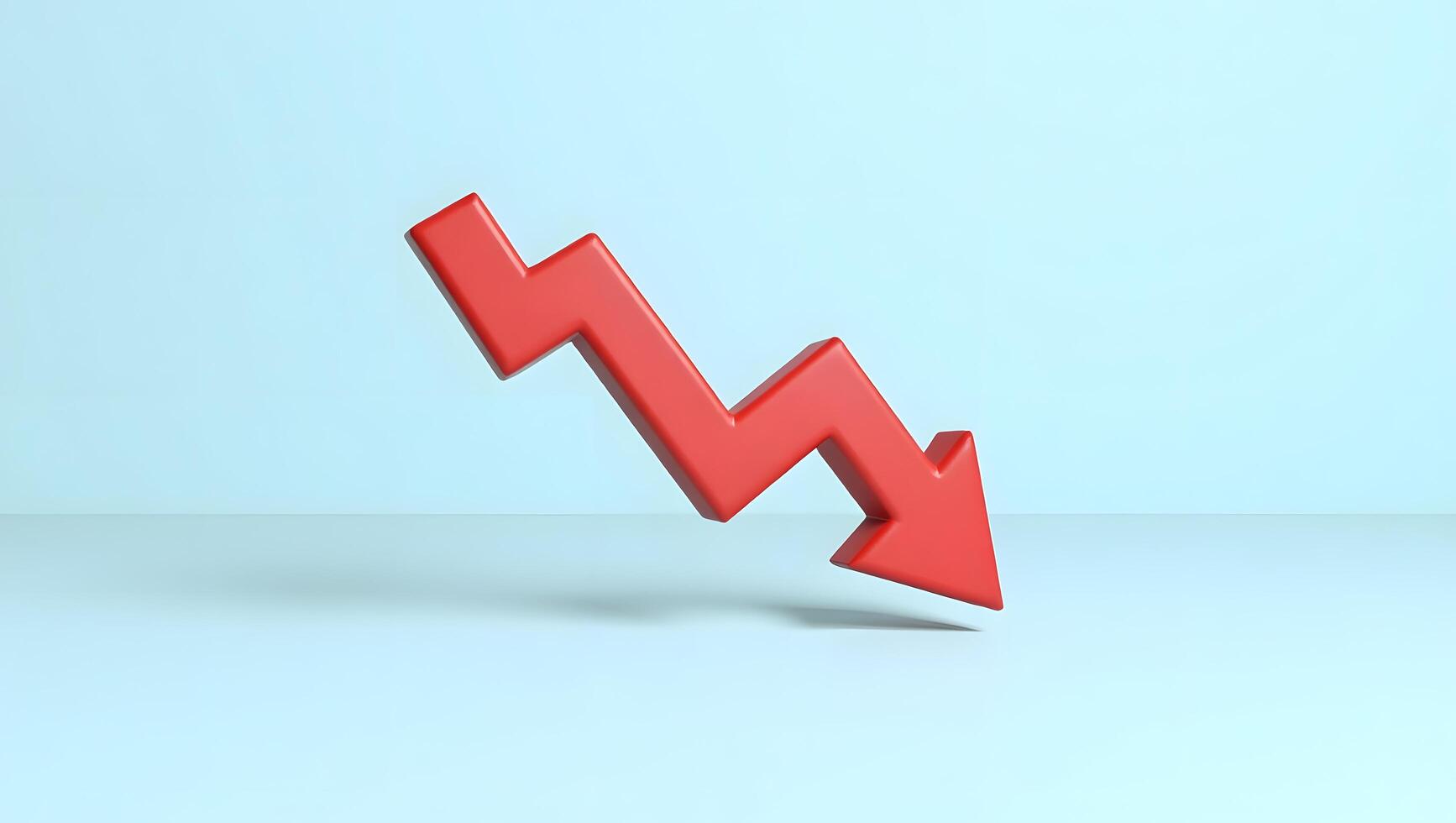 3D Red Zigzag Arrow Pointing Downward Symbolizing Decline or Loss photo