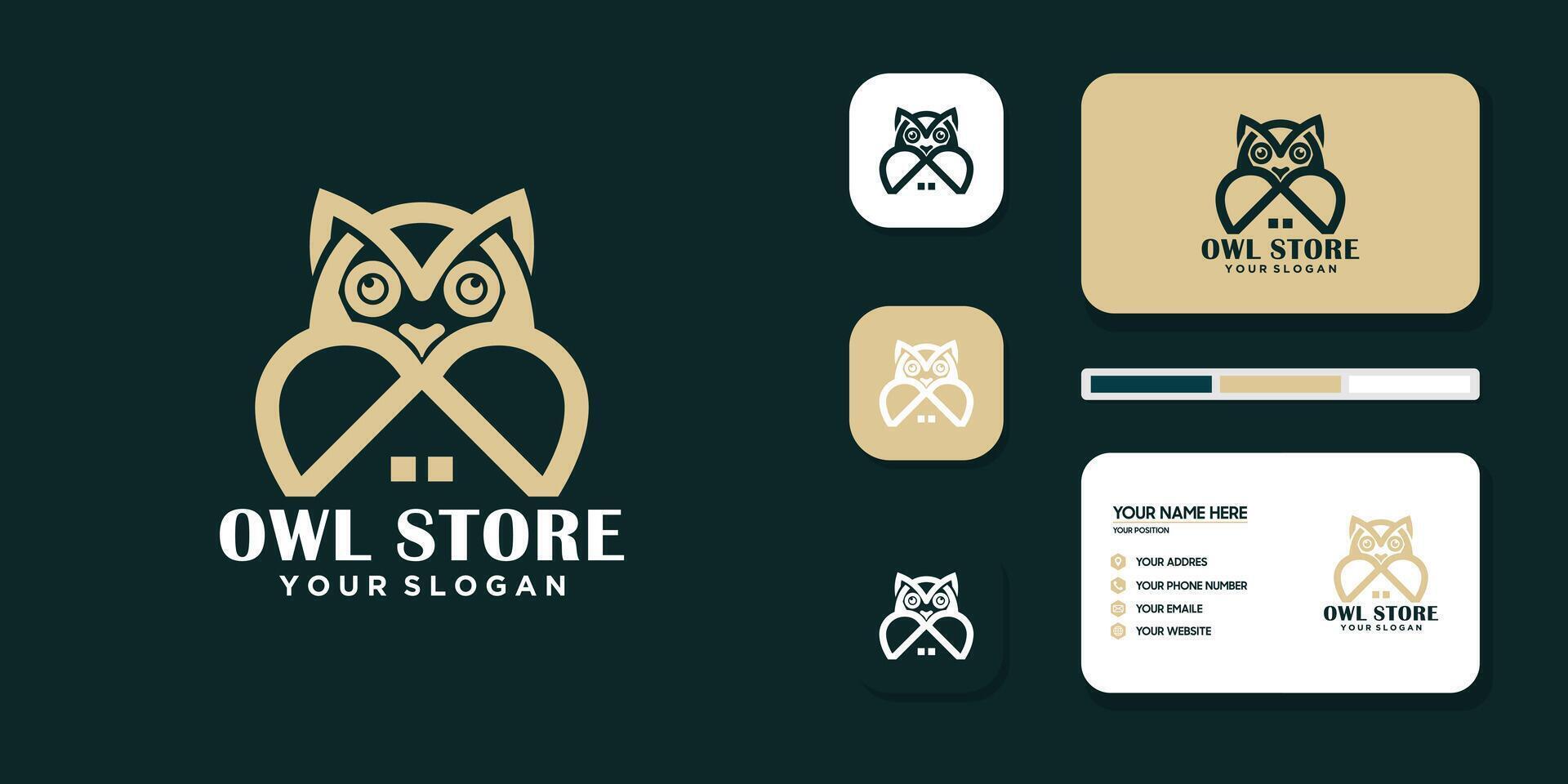 creative store owl logo vector