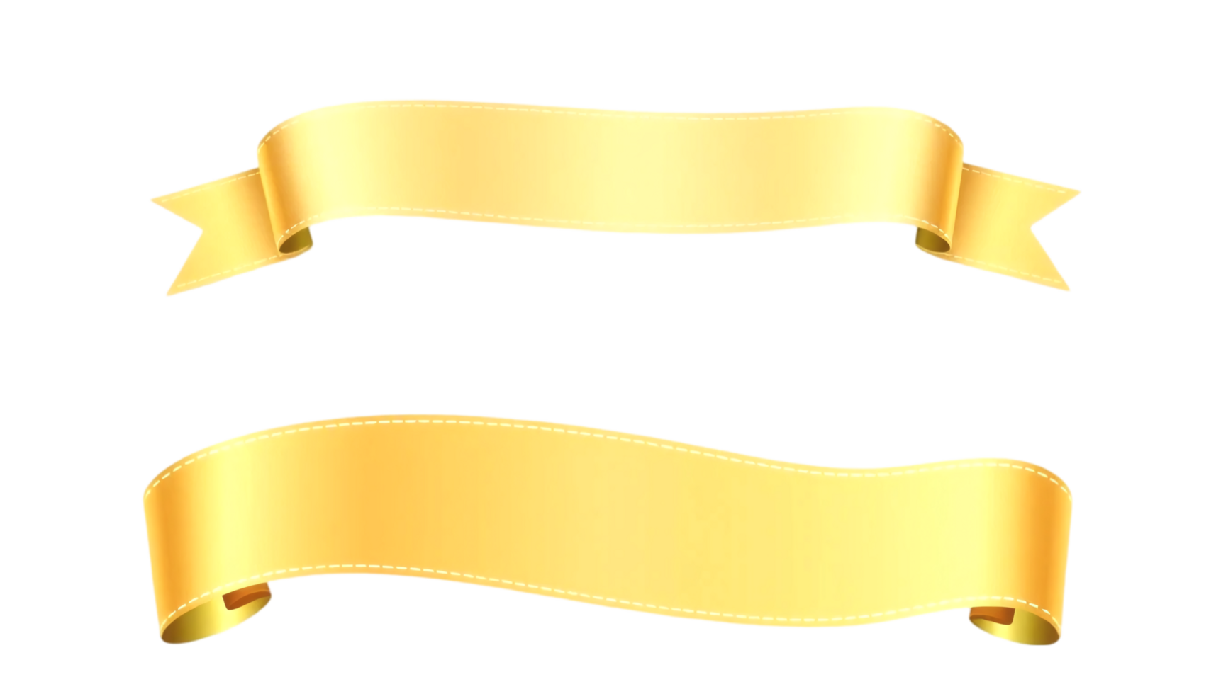 Two Golden ribbons on a transparent background png