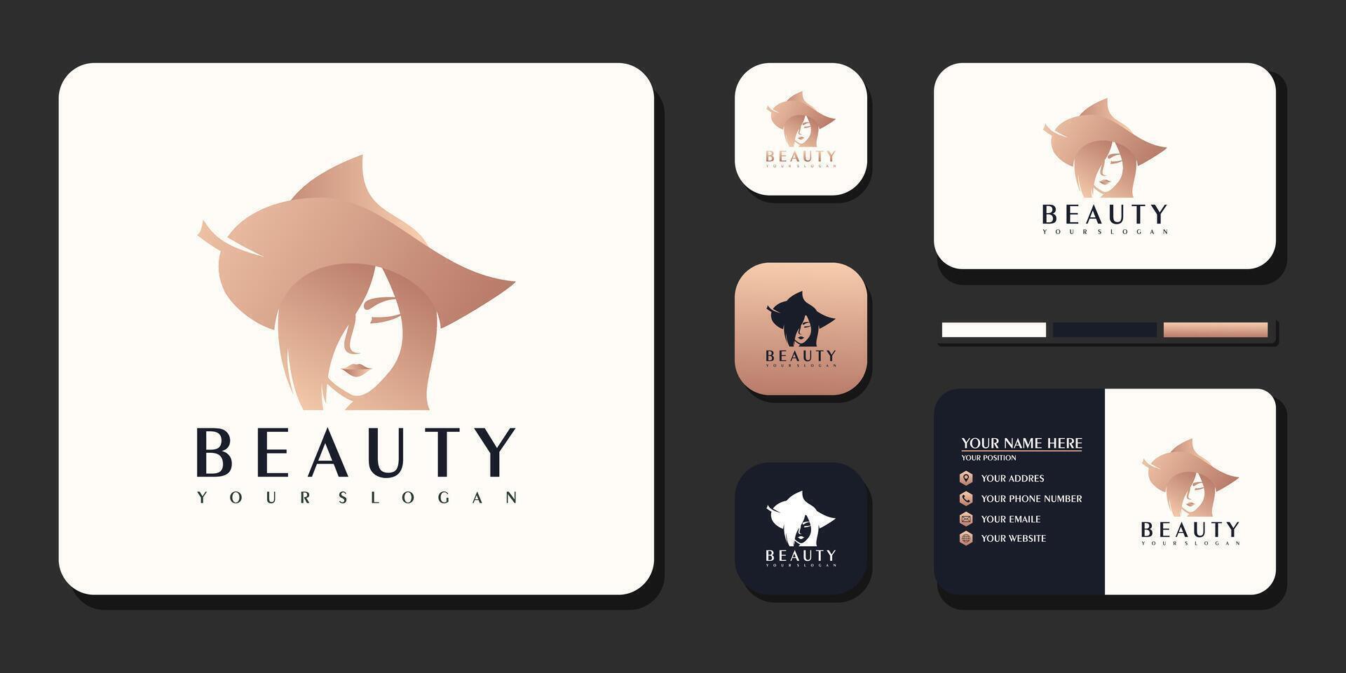 Beauty women logo and business card reference Premium vector