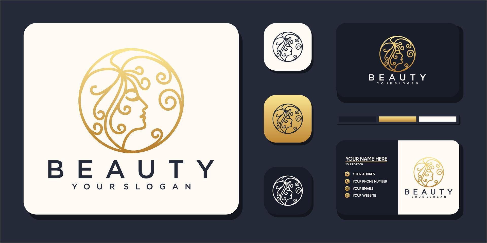 Beauty women logo inspiration with business card for skin care vector