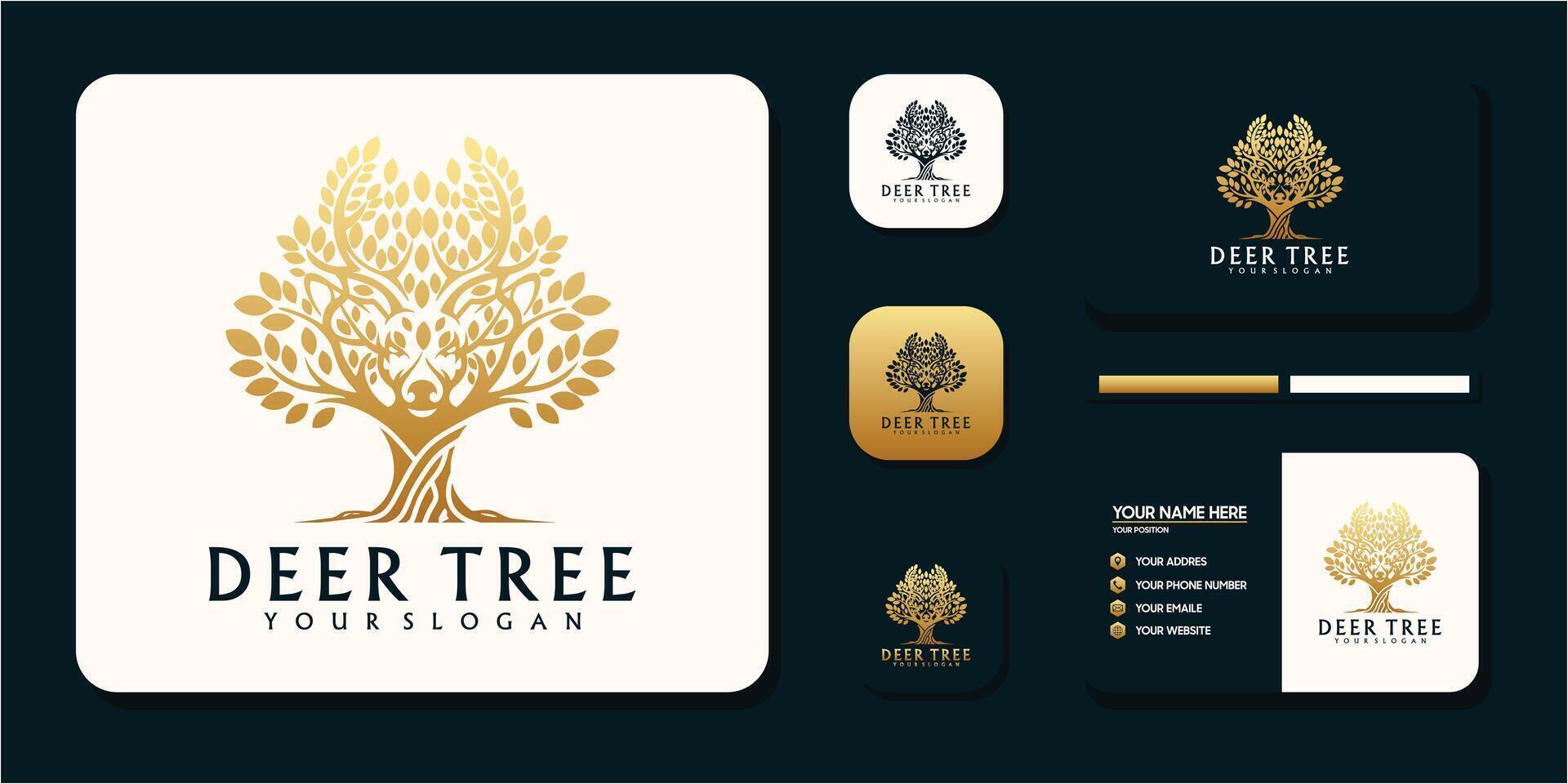 creative tree with deer concept vector