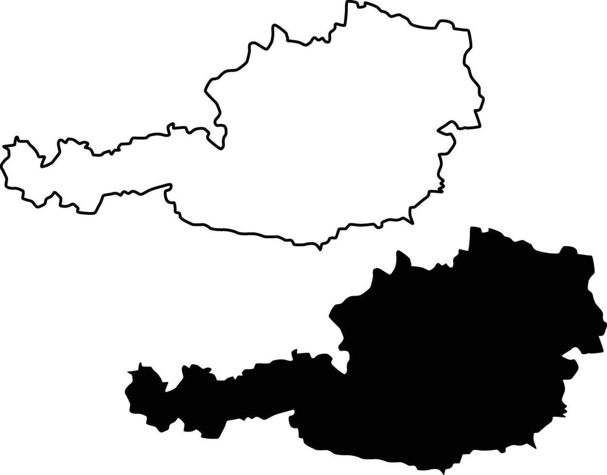 Map of Austria Silhouette Flat and Outline Design vector