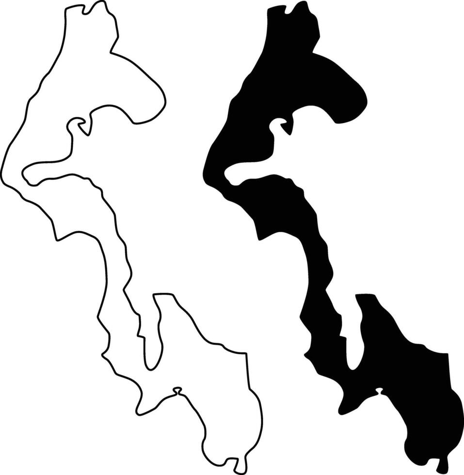 Map of Whidbey Island Silhouette Flat and Outline Design vector