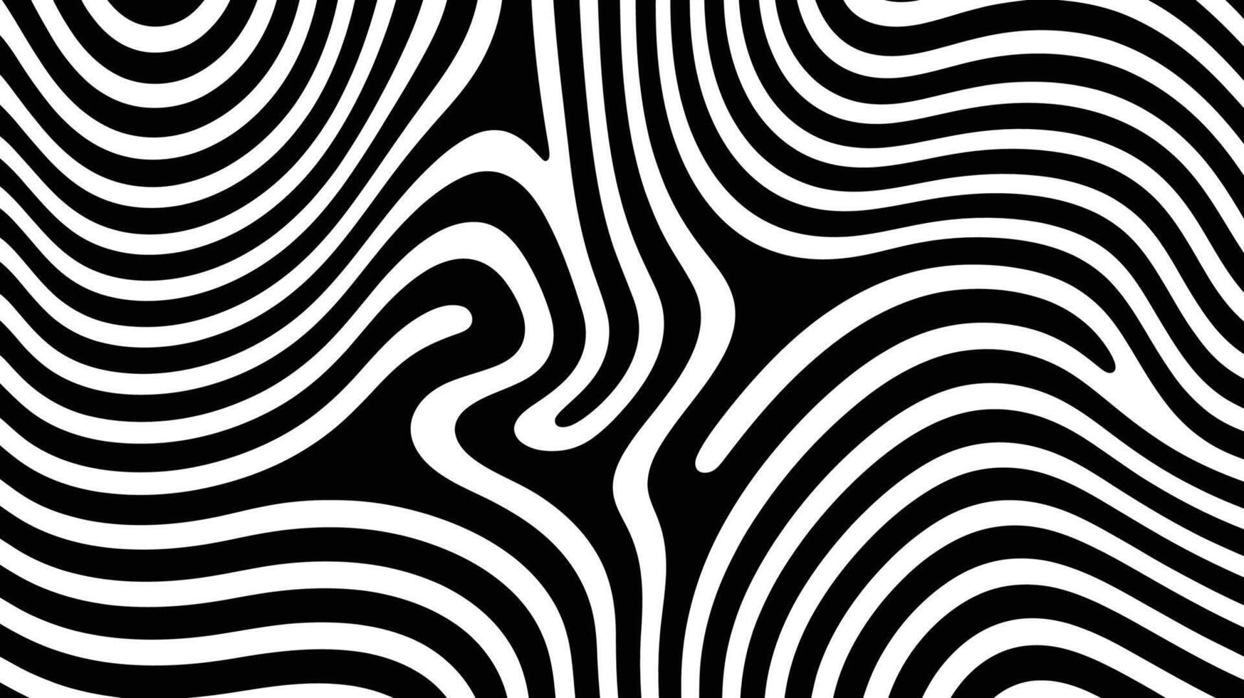 Black and White Optical Illusion Pattern with Wavy Distorted Lines vector