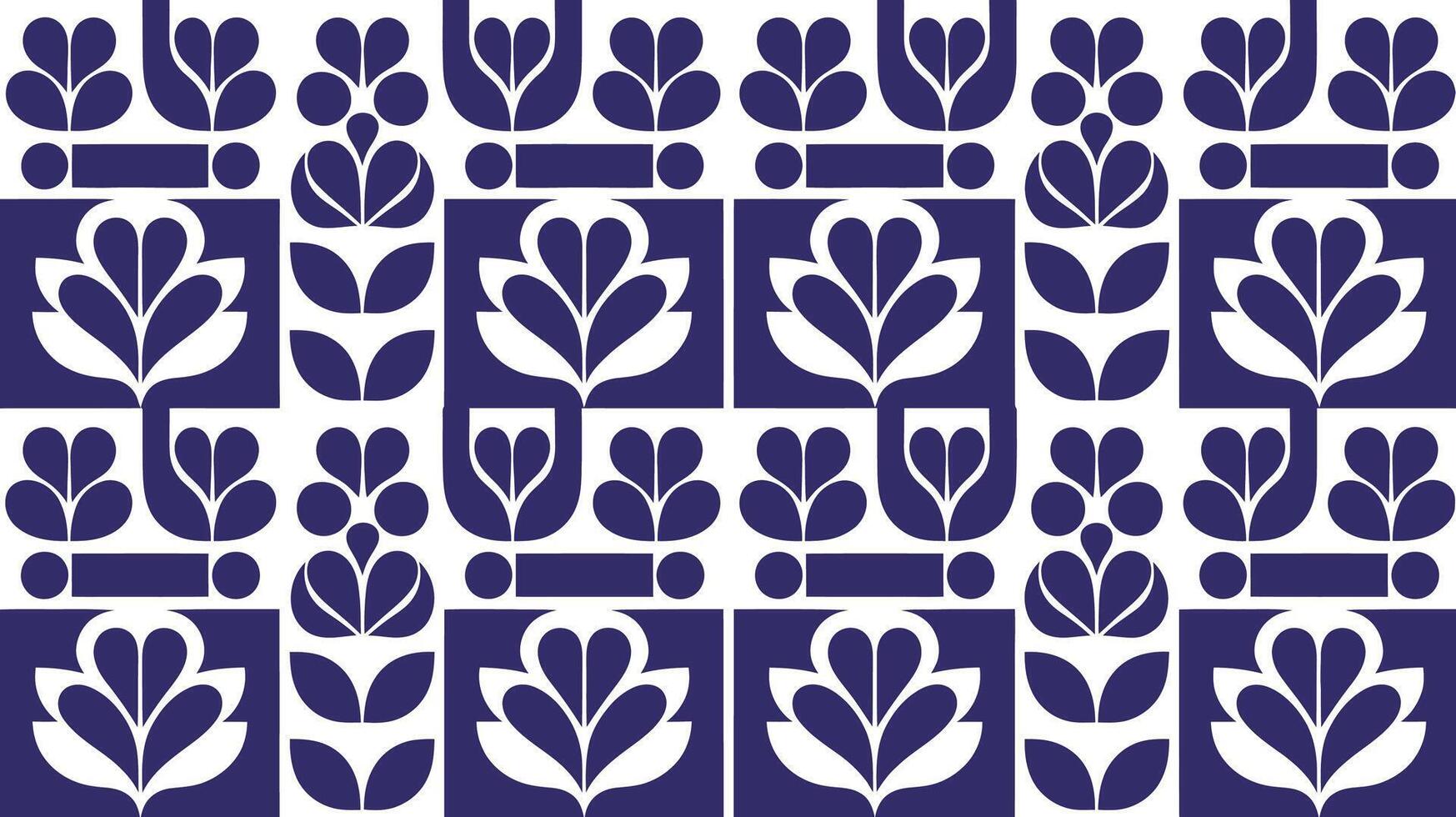 Blue and White Geometric Floral Pattern vector